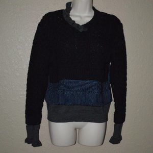 $1045 Sz 2 S KOLOR Incorporated Black Blue Gray Layered Sweater